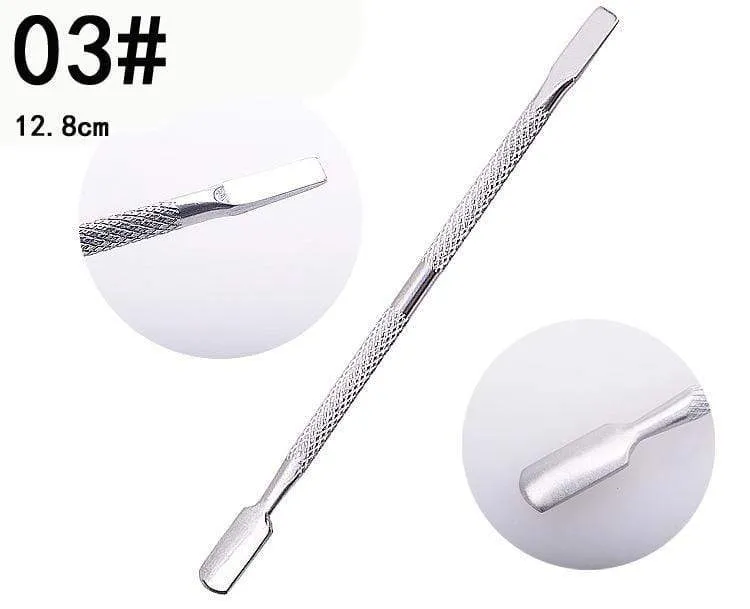 1pc Double-ended Dead Skin Push Stainless Steel Cuticle Pusher Remover For Pedicure Manicure Nail Art Cleaner Care Tool