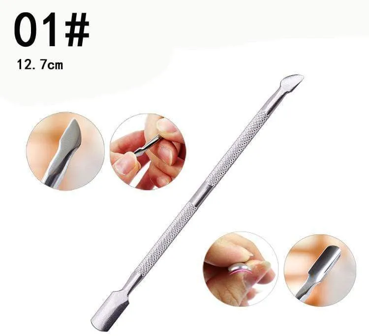 1pc Double-ended Dead Skin Push Stainless Steel Cuticle Pusher Remover For Pedicure Manicure Nail Art Cleaner Care Tool