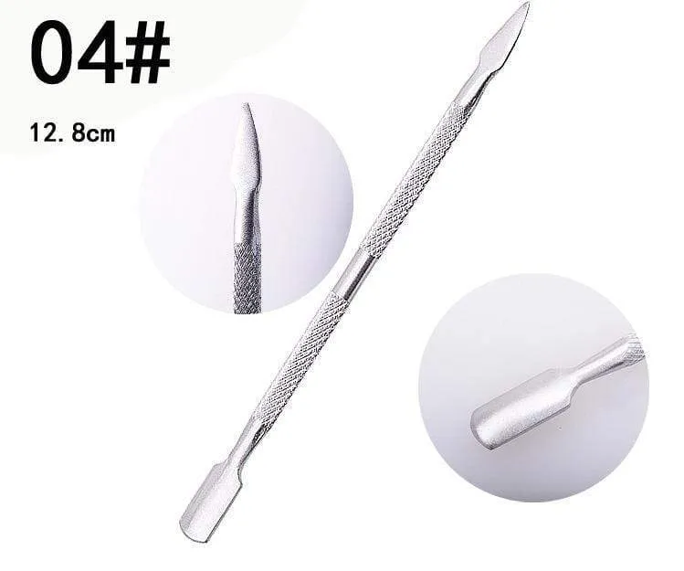 1pc Double-ended Dead Skin Push Stainless Steel Cuticle Pusher Remover For Pedicure Manicure Nail Art Cleaner Care Tool