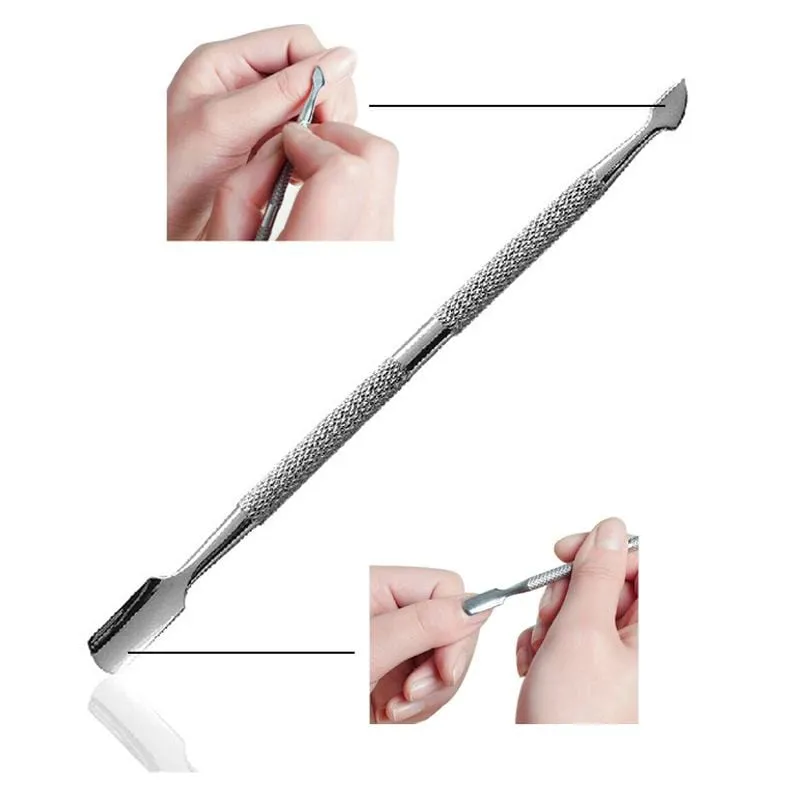 1pc Double-ended Dead Skin Push Stainless Steel Cuticle Pusher Remover For Pedicure Manicure Nail Art Cleaner Care Tool