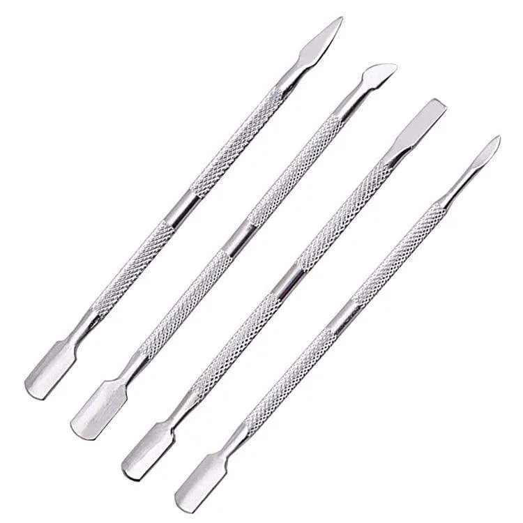 4 Pcs/Set steel Double-ended Cuticle Pusher Dead Skin Remover Manicure cleaner Care nails art tool All for manicure set