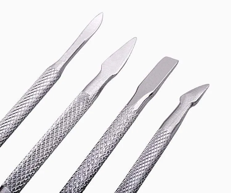 4 Pcs/Set steel Double-ended Cuticle Pusher Dead Skin Remover Manicure cleaner Care nails art tool All for manicure set