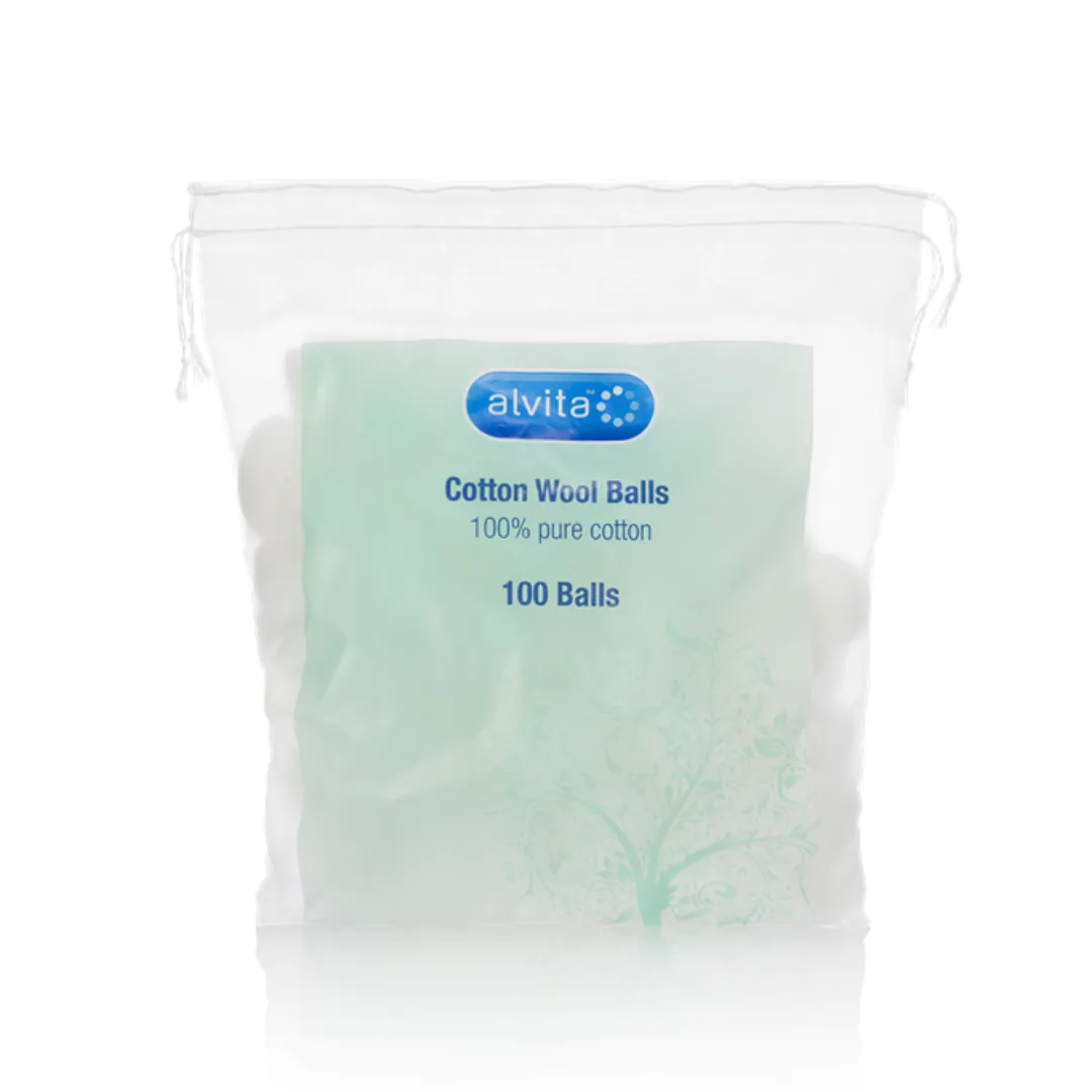 Alvita Cotton Wool Balls (Insert Pad) Pack of 100 (T)