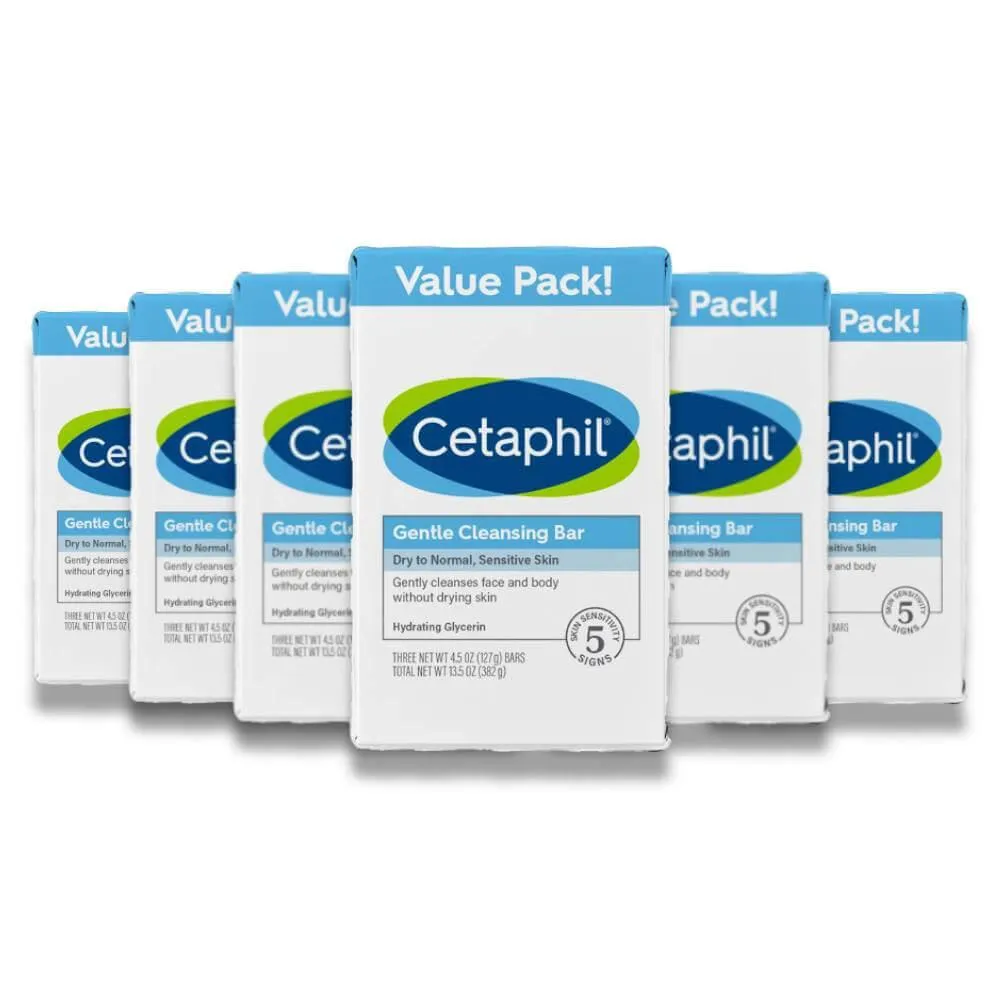 Cetaphil - Gentle Cleansing 3 ct 4.5 Oz ea - 6 Pack