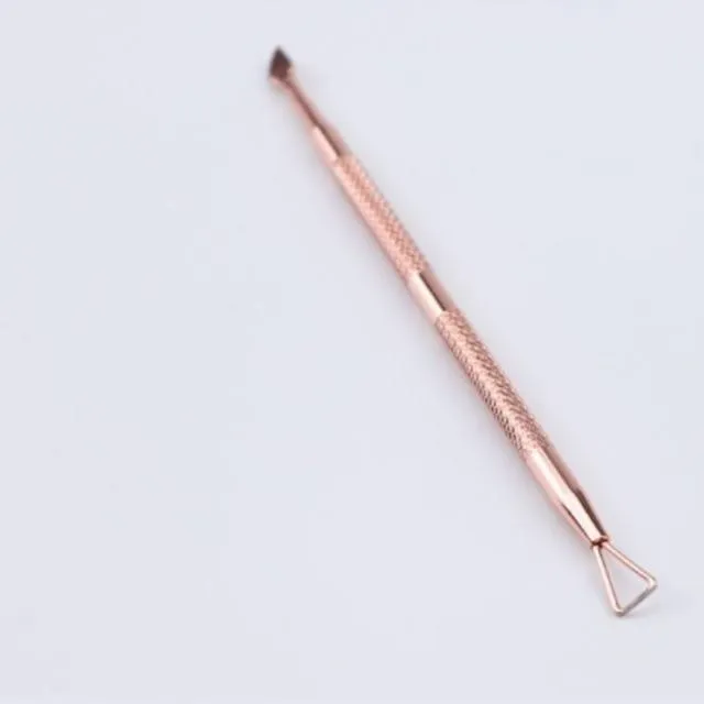 Dual-end Cuticle Pusher Removal Stainless Steel Dead Skin Remover Nail Art DIY Design Tool Nail Polish Scraper Cleaner Rose Gold