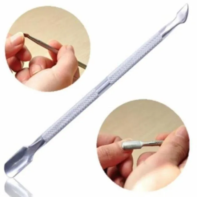 Dual-end Cuticle Pusher Removal Stainless Steel Dead Skin Remover Nail Art DIY Design Tool Nail Polish Scraper Cleaner Rose Gold