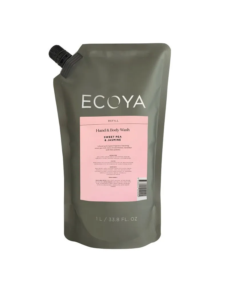 Ecoya Hand & Body Wash Refill 1L - Sweet Pea & Jasmine