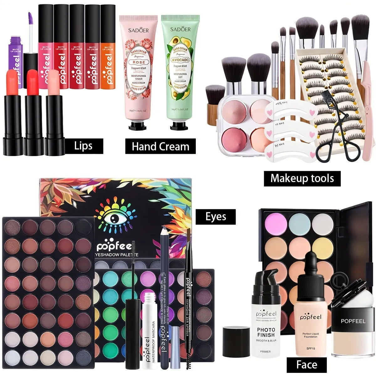 Essential Holiday Makeup Set POPFEEL AllinOne Bundle with Soft Brush