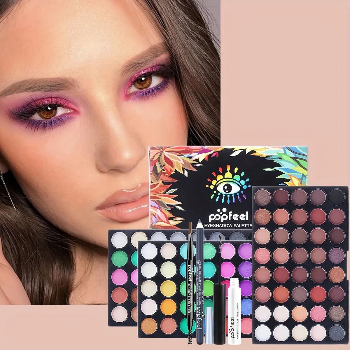 Essential Holiday Makeup Set POPFEEL AllinOne Bundle with Soft Brush