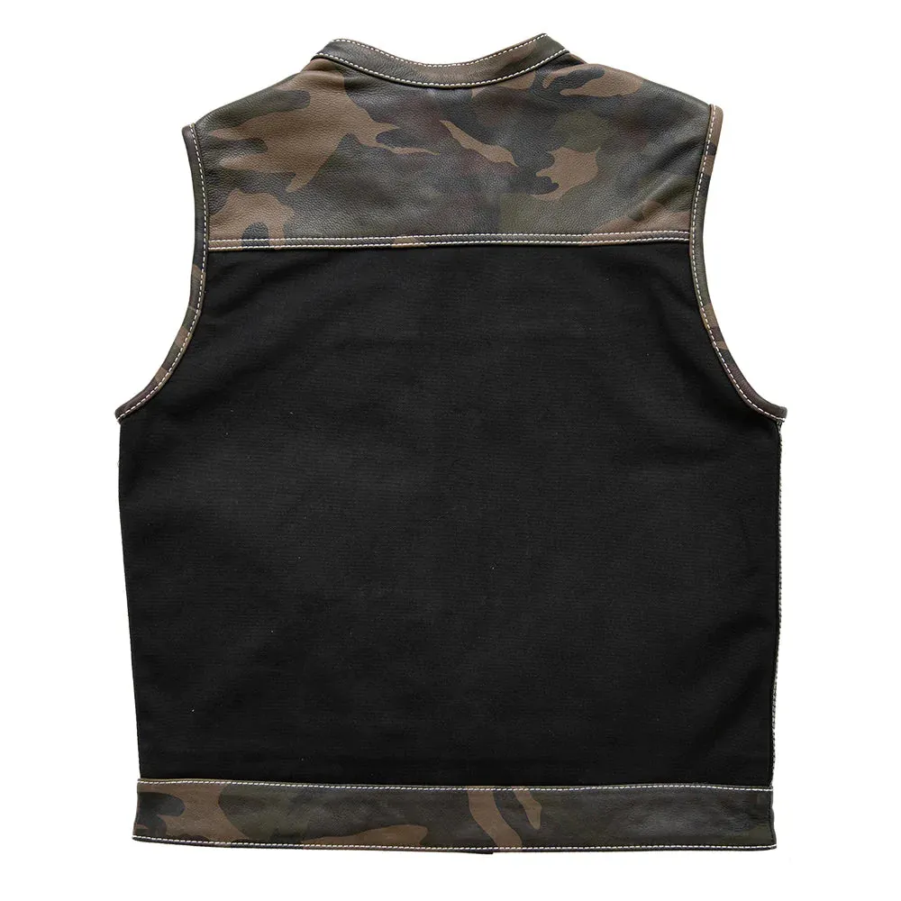 Infantry Motorcycle Leather Canvas Vest