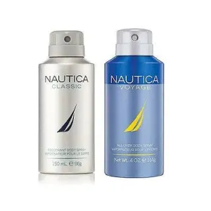 Nautica Classic and Voyage Deodorant Body Sprays for Men (Set of 2 x 150 ml)