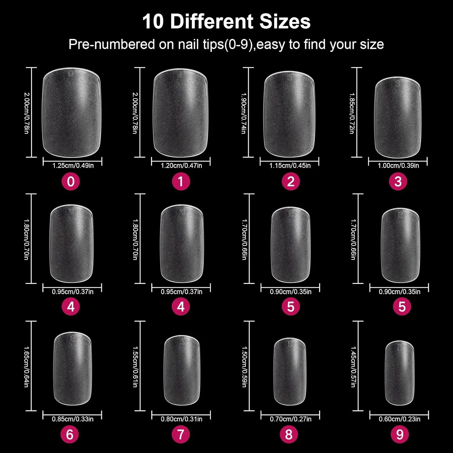 Spring 240Pcs Short Square Nail Tips,  12 Sizes Full Cover Acrylic False Nails,Matte Fake Nails Tips