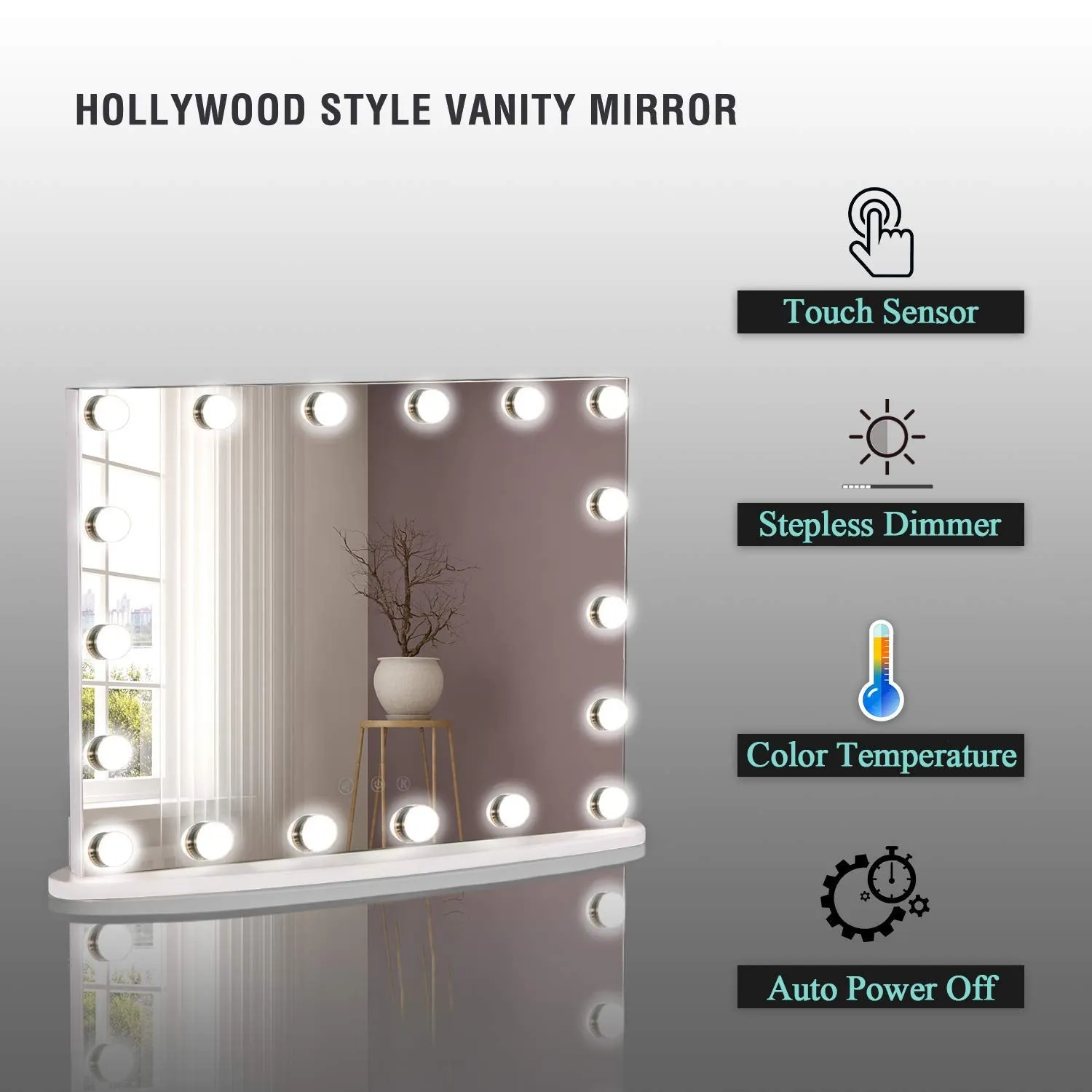 Starry 7XL Large Frameless LED Hollywood Vanity Mirror - White