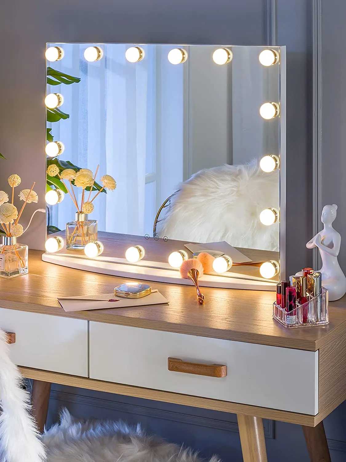 Starry 7XL Large Frameless LED Hollywood Vanity Mirror - White