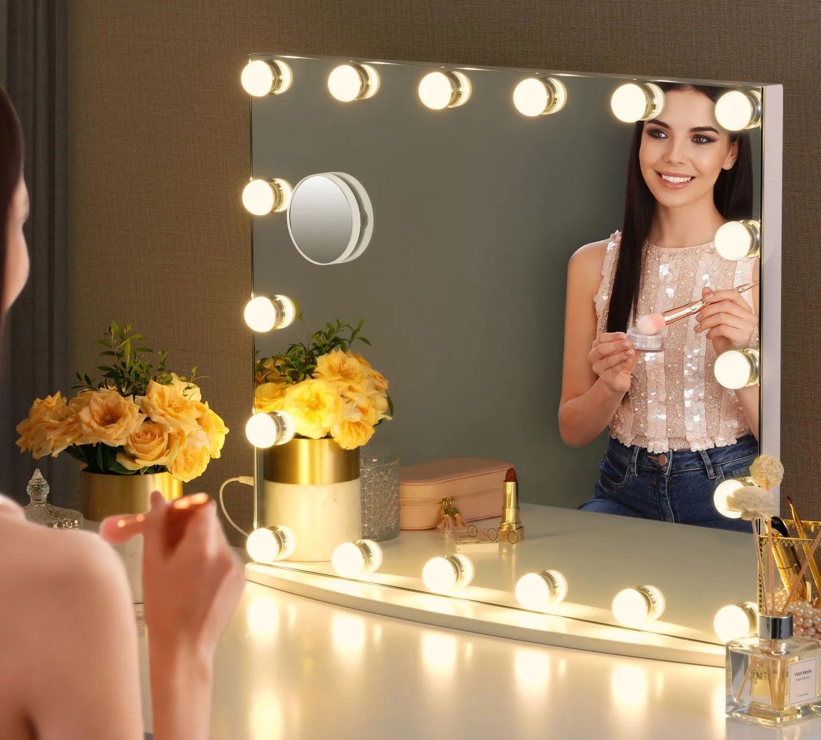 Starry 7XL Large Frameless LED Hollywood Vanity Mirror - White